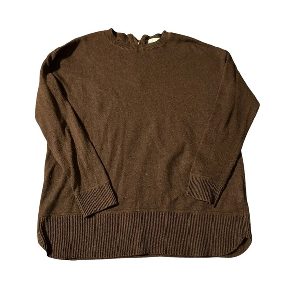 H&M Conscious women's brown crew neck sweater size small, zipper on back - Picture 1 of 4